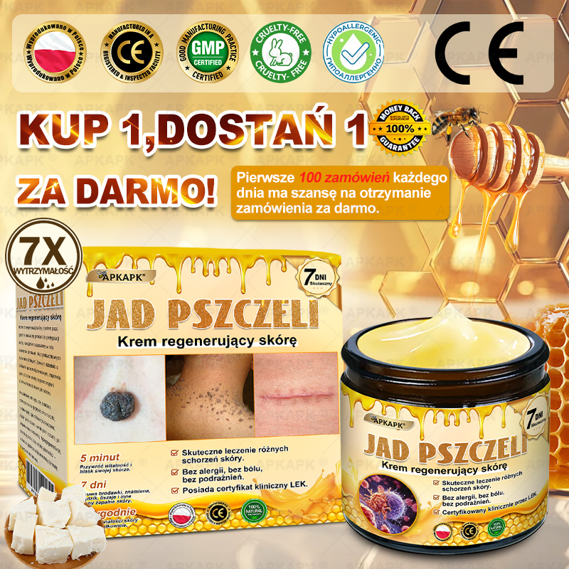 Polecane przez USK w Białymstoku · Wyprodukowano w Polsce✨✨ 𝖠𝖯𝖪𝖠𝖯𝖪® krem regenerujący skórę z jadem pszczelim💰✨✨✨✨