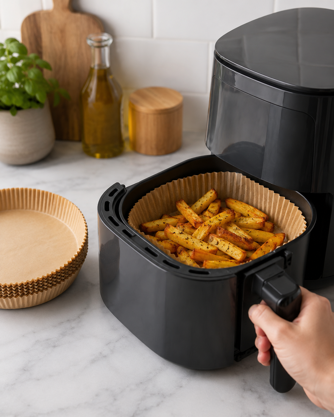 Disposable Air Fryer Paper Liners – Round Non-Stick Basket Inserts for Easy Cleanup