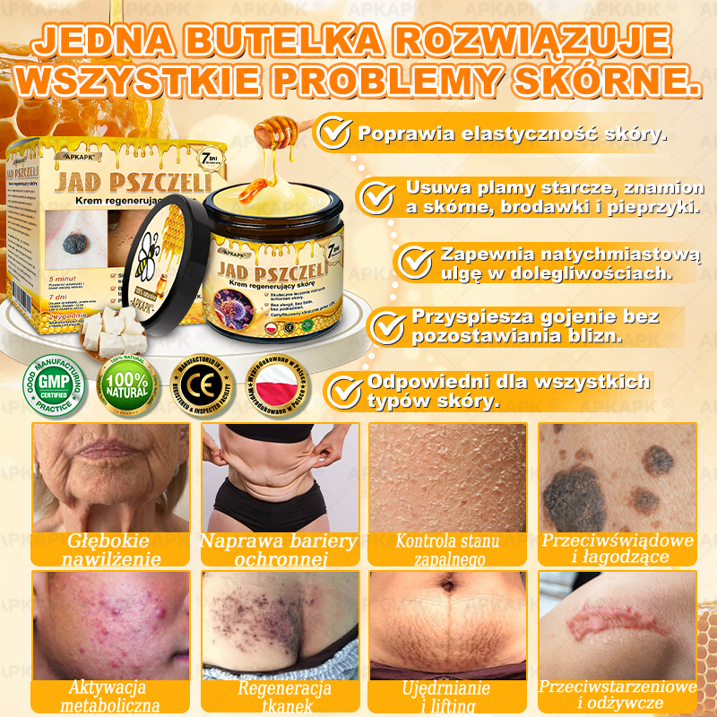 Polecane przez USK w Białymstoku · Wyprodukowano w Polsce✨✨ 𝖠𝖯𝖪𝖠𝖯𝖪® krem regenerujący skórę z jadem pszczelim💰✨✨✨✨