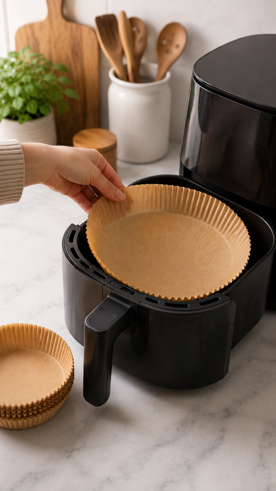 Disposable Air Fryer Paper Liners – Round Non-Stick Basket Inserts for Easy Cleanup