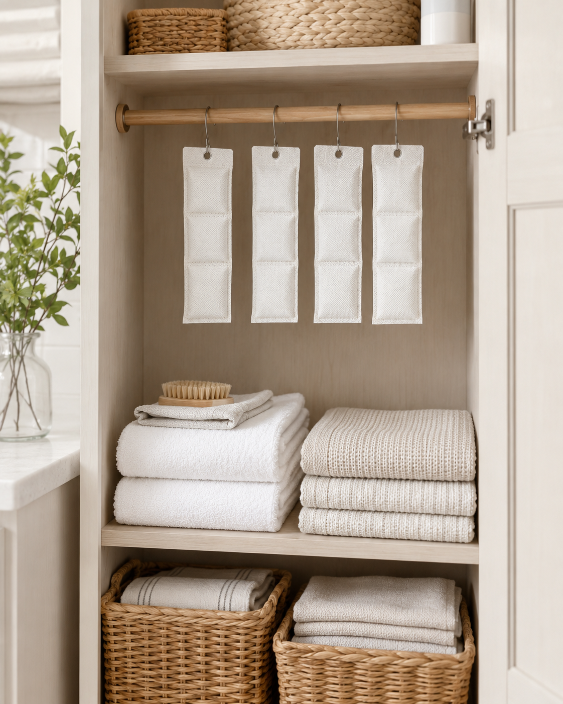 Hanging Closet Deodorizer Packs – Moisture & Odor Absorbing Wardrobe Freshener Sachets