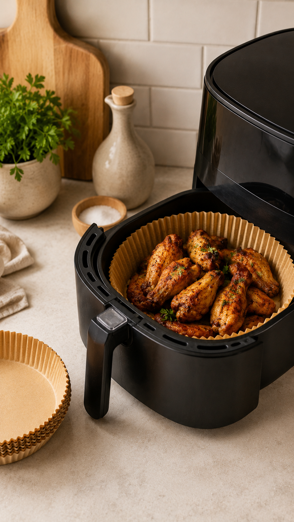 Disposable Air Fryer Paper Liners – Round Non-Stick Basket Inserts for Easy Cleanup