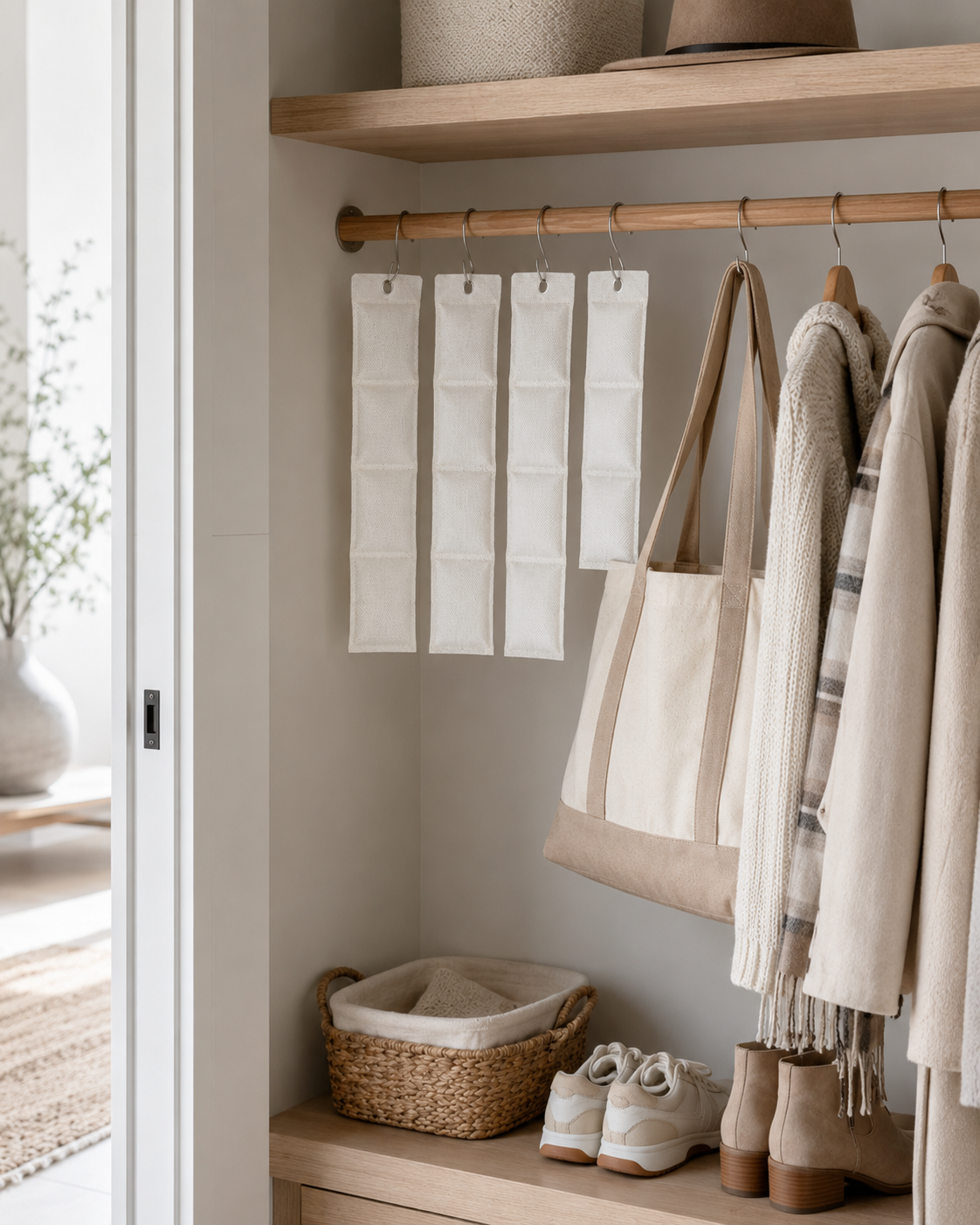 Hanging Closet Deodorizer Packs – Moisture & Odor Absorbing Wardrobe Freshener Sachets
