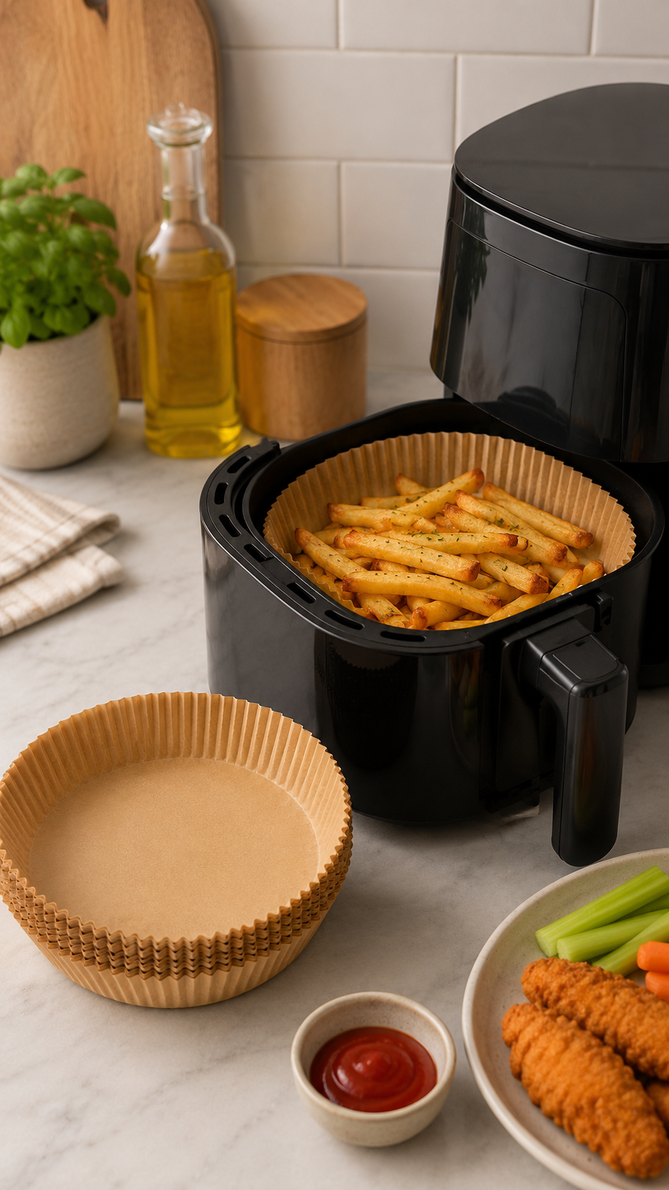 Disposable Air Fryer Paper Liners – Round Non-Stick Basket Inserts for Easy Cleanup
