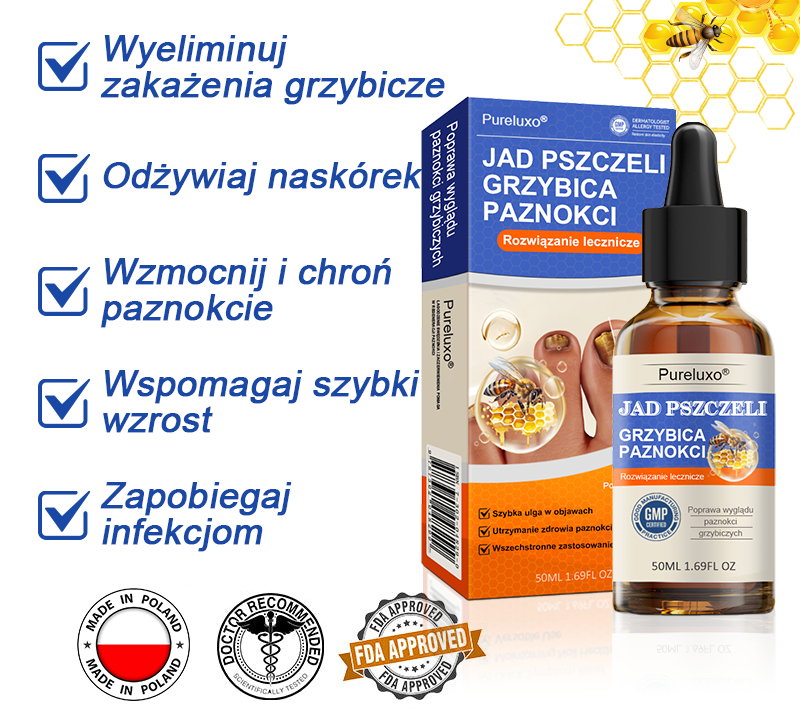 🐝👣Pureluxo® Bienengift Nagelpilz Leczenie: Całkowite rozwiązanie problemu grzybicy paznokci🌟👣👣