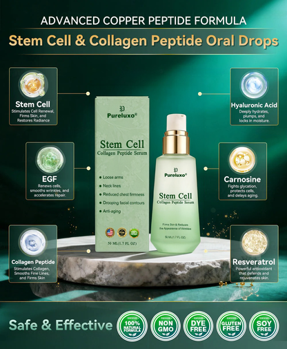 （Oficjalnie certyfikowane i wyłącznie autoryzowane）☘️ Pureluxo® Serum z komórkami macierzystymi i peptydami kolagenu 🪄 （Ujędrnia skórę i redukuje widoczność zmarszczek）☘️