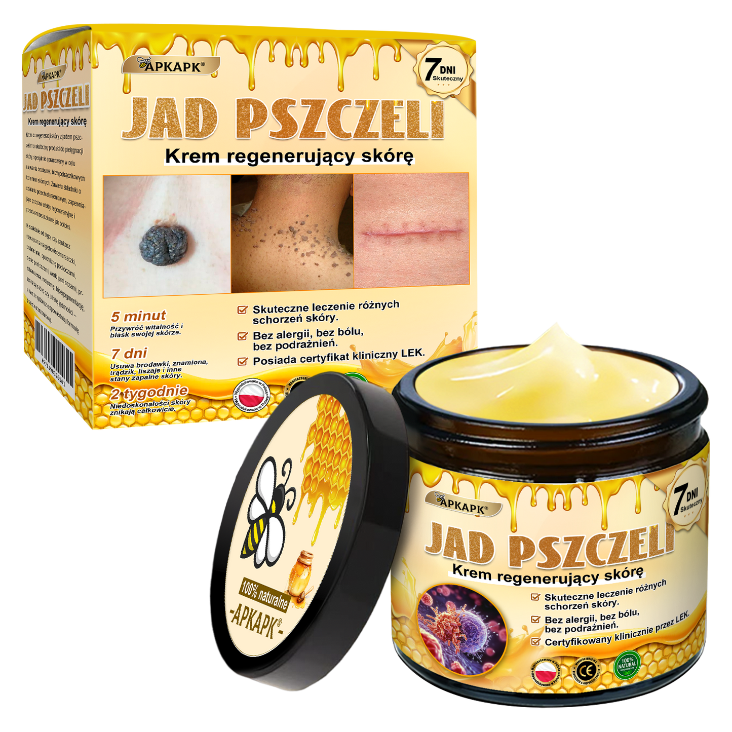 Polecane przez USK w Białymstoku · Wyprodukowano w Polsce✨✨ 𝖠𝖯𝖪𝖠𝖯𝖪® krem regenerujący skórę z jadem pszczelim💰✨✨✨✨